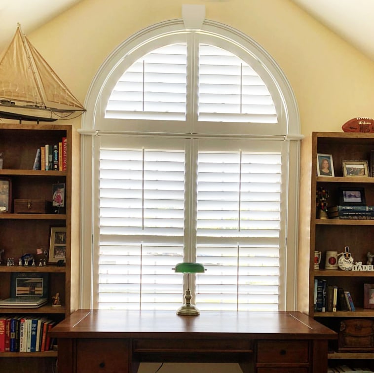 Arched White Plantation Shutters
