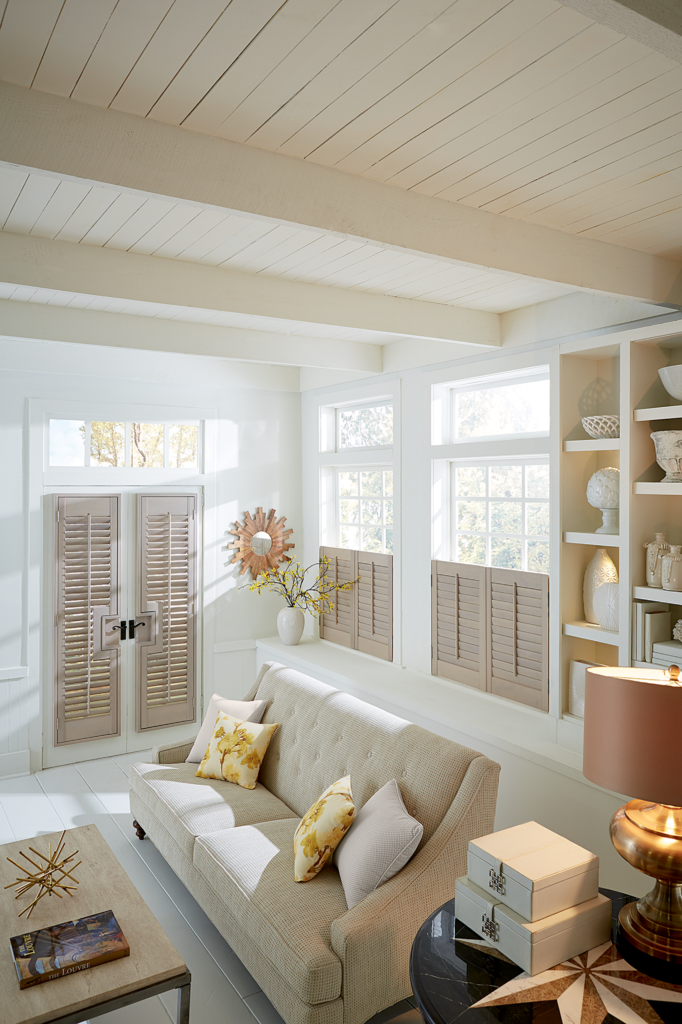 Light Stained Plantation Shutters