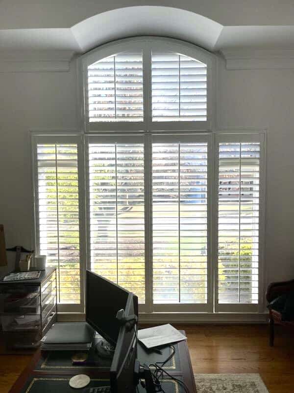 Plantation Shutters On Arched Window After Installation