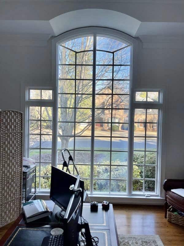 Plantation Shutters On Arched Window Before Installation
