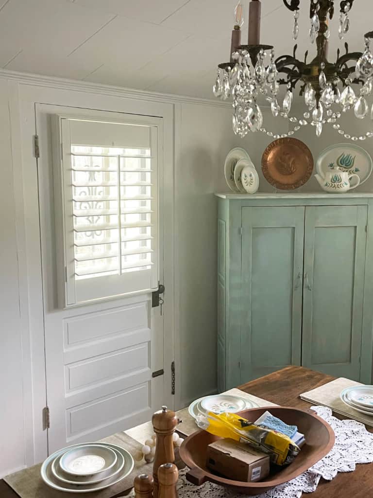 White Painted Plantation Shutters for Dining Area